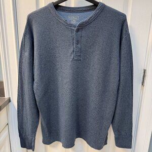 L.L. Bean Cotton Wool Nylon Blend Base Layer Henley Shirt Size Large